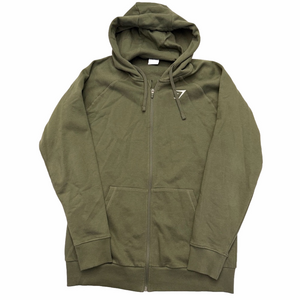 Gymshark Olive Green Full Zip-Up Sweater Men Large